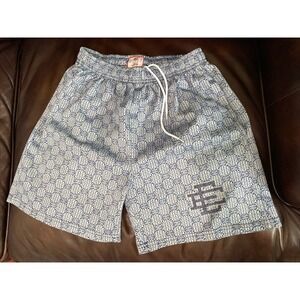Eric Emanuel EE Monogram Mesh Shorts Blue & White Men's Large New York